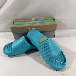 Skechers Sport Pool Slides, Vibrant Aqua Blue Sandal, Size 8